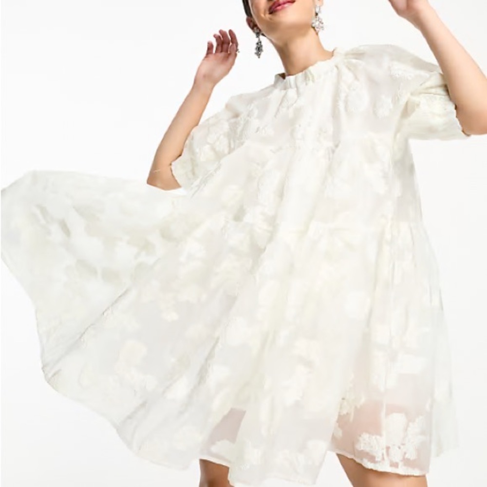 Sister Jane Puff Sleeve Mini Dress in Ivory